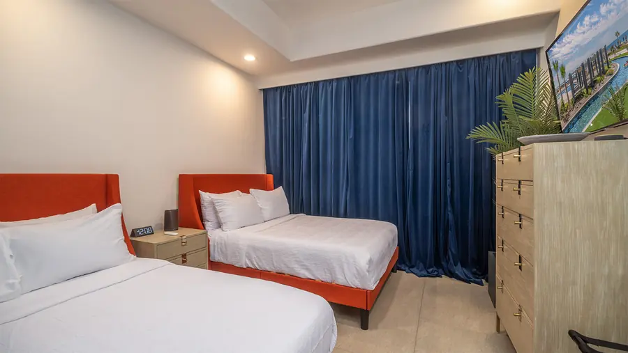 Guest bedroom with two double beds